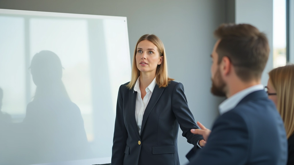 Donna che facilita una discussione di gruppo in un ambiente collaborativo con note adesive su una lavagna